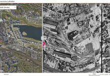 Das Geoportal ermöglicht einen Blick in die Vergangenheit. Ein Beispiel: Das Gelände des Phoenix Sees im Jahr 2016 und im Jahr 1952 im direkten Vergleich. Bild: Stadt Dprtmund / Regionalverband Ruhr